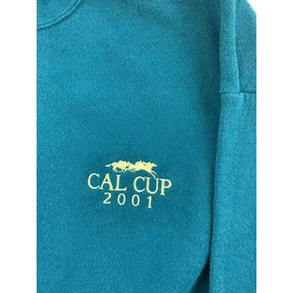 Cal Cup 2001 Vintage Jerzees Mens XL‎ Sweatshirt Blue Fleece Lined Crew Neck